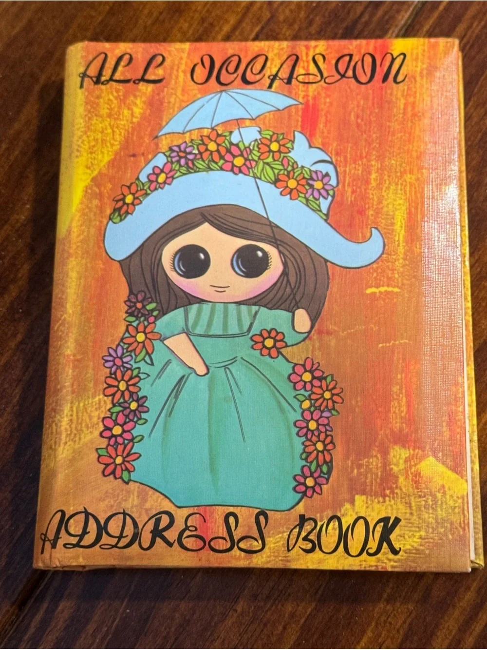 Vtg 1960’s All Occasion Address Book - Girl in Teal Dress - Never Used 6.5”x5”